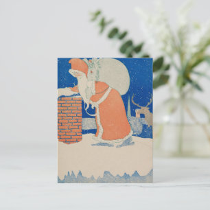 Cartes Pour Fêtes Annuelles Illustration du Père Noël vintage à Chimney