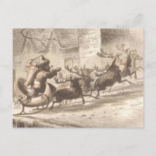 Cartes Pour Fêtes Annuelles Illustration du Père Noël vintage et du renne