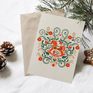 Cartes Pour Fêtes Annuelles Illustration d'un cheval à bascule de Noël vintage