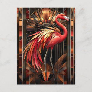 Cartes Pour Fêtes Annuelles Illustration d'un Flamant rose Art déco dynamique
