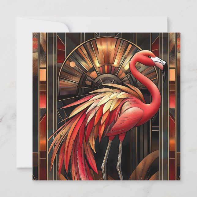 Cartes Pour Fêtes Annuelles Illustration d'un Flamant rose Art déco dynamique (Devant)