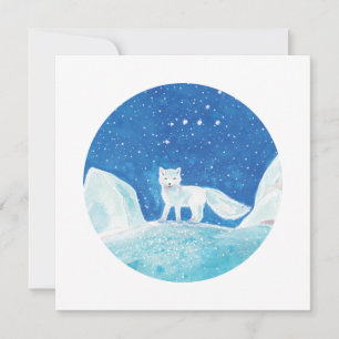 Cartes Pour Fêtes Annuelles Illustration d'un petit renard arctique (Vulpes la