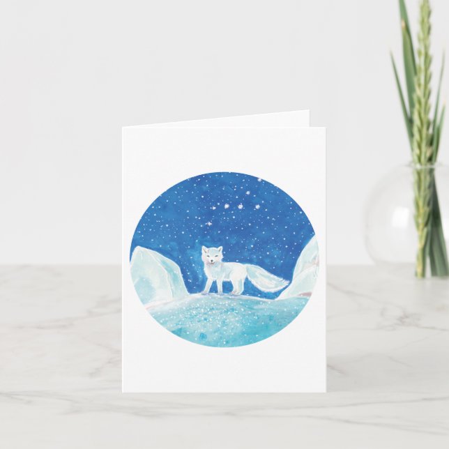 Cartes Pour Fêtes Annuelles Illustration d'un petit renard arctique (Vulpes la (Devant)