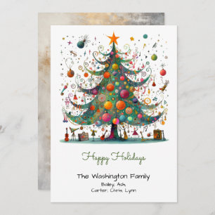 Cartes Pour Fêtes Annuelles Illustration excentrique de l'arbre de Noël