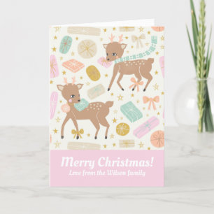 Cartes Pour Fêtes Annuelles Illustration festive de rennes vintage à la crème