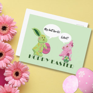Cartes Pour Fêtes Annuelles Illustration Funny Green Pink Bunnies Pâques
