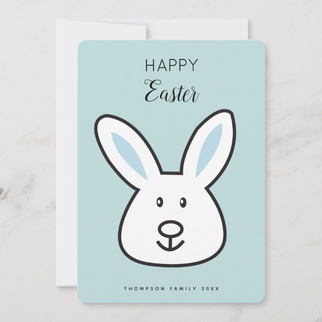 Cartes Pour Fêtes Annuelles Illustration Pastel Blue Cute Bunny de Pâques (Devant)