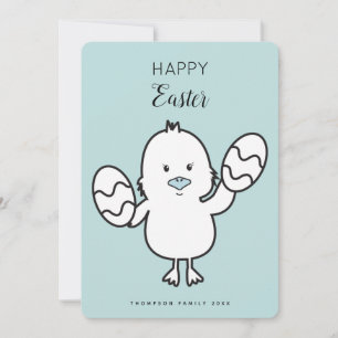 Cartes Pour Fêtes Annuelles Illustration Pastel Blue Cute Easter Chick & Oeufs
