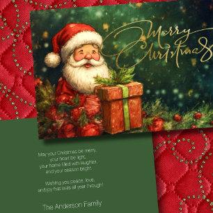 Cartes Pour Fêtes Annuelles Illustration Père Noël artistique Noël Rouge Vert