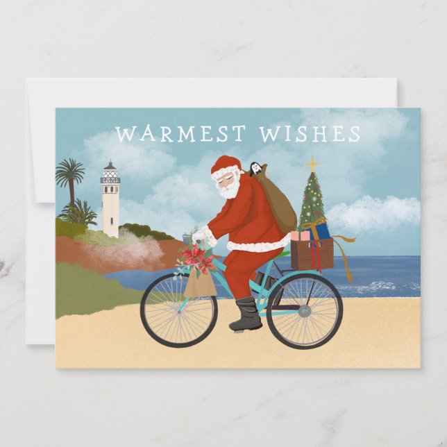 Cartes Pour Fêtes Annuelles Illustration Père Noël équitation un Vacances d'ét (Devant)