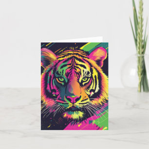 Cartes Pour Fêtes Annuelles Illustration Pop Art Tiger avec des couleurs néon