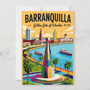Cartes Pour Fêtes Annuelles Illustration Rétro de Barranquilla Colombie