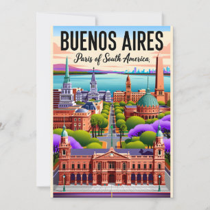 Cartes Pour Fêtes Annuelles Illustration Rétro de Buenos Aires Argentine Vinta