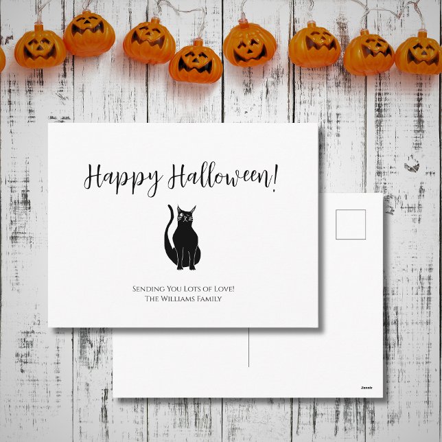 Cartes Pour Fêtes Annuelles Illustration simple du chat noir Halloween (Créateur téléchargé)
