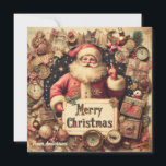 Cartes Pour Fêtes Annuelles Illustration traditionnelle classique rétro Santa<br><div class="desc">Illustration traditionnelle rétro classique Cartes de fin de année du Père Noël, </div>