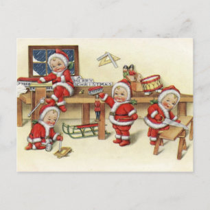 Cartes Pour Fêtes Annuelles Illustration vintage Baby Père Noël