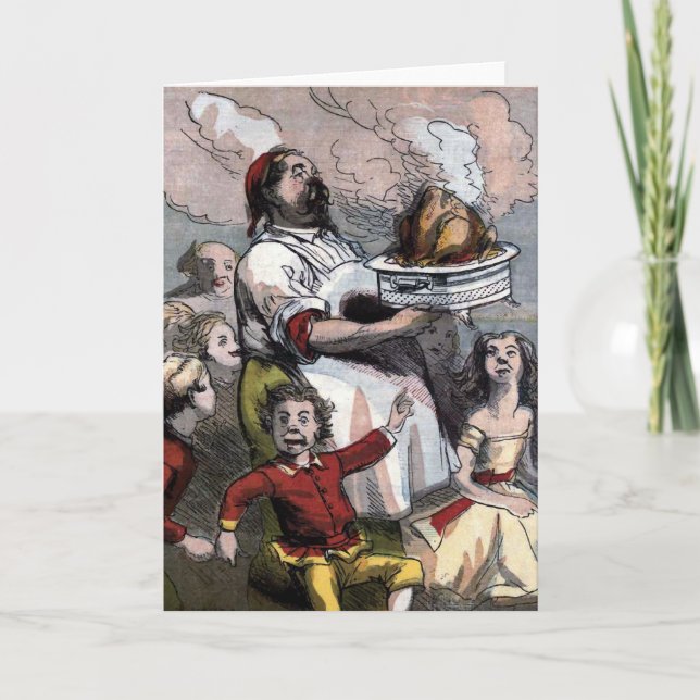 Cartes Pour Fêtes Annuelles Illustration Vintage "Christmas Turkey" (Devant)