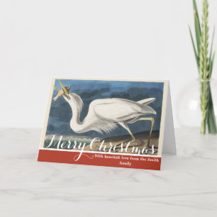 Cartes Pour Fêtes Annuelles Illustration vintage d'Audubon du Grand Héron Blan