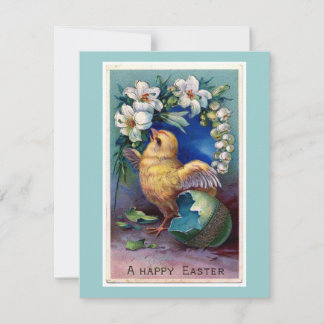 Cartes Pour Fêtes Annuelles Illustration vintage de Pâques avec poussin