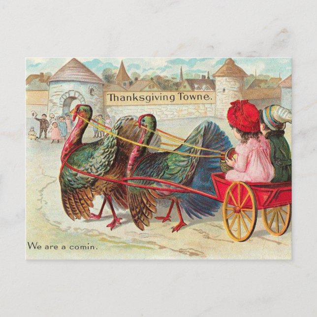 Cartes Pour Fêtes Annuelles Illustration vintage de Thanksgiving (Devant)