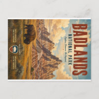 Illustration vintage du parc national de Badlands 