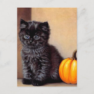 Cartes Pour Fêtes Annuelles Illustration vintage Halloween Black Kitten
