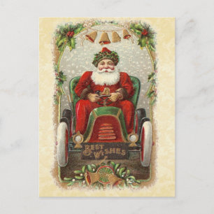 Cartes Pour Fêtes Annuelles Illustration vintage Père Noël dans voiture antiqu