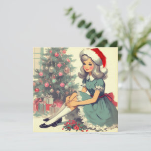 Cartes Pour Fêtes Annuelles Illustration Vintage rétro de l'arbre de Noël Kits