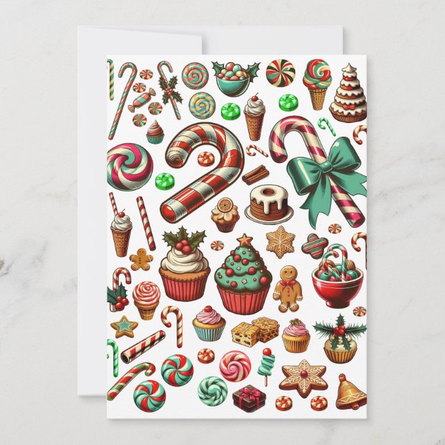 Cartes Pour Fêtes Annuelles Illustrations de bonbons et friandises de Noël  (Devant)