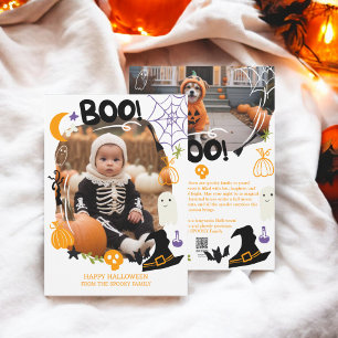 Cartes Pour Fêtes Annuelles Illustrations d'Halloween éffrayant mignon Boo 2 p