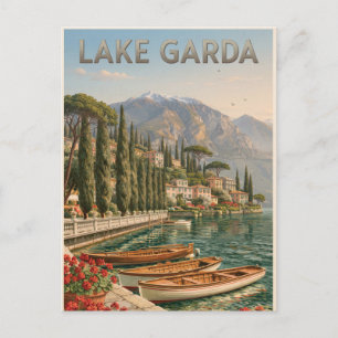 Cartes Pour Fêtes Annuelles Image de voyage vintage du lac de Garde en Italie