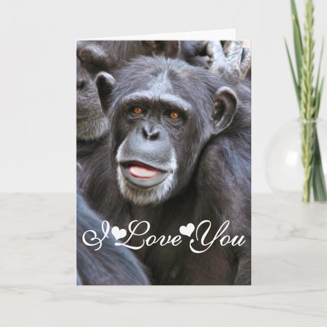 Cartes Pour Fêtes Annuelles Image photo de chimpanzé Je t'aime (Devant)