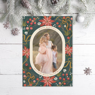 Cartes Pour Fêtes Annuelles Image Poinsettias Gold Ribbon Photo