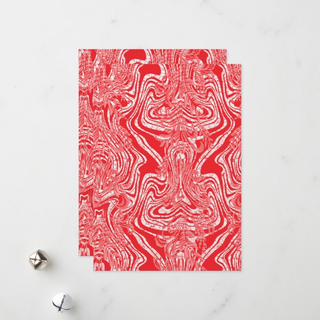 Cartes Pour Fêtes Annuelles image rouge et blanche d'un motif sur un dos blanc (Devant/Arrière en situation)
