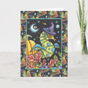 CARTES POUR FÊTES ANNUELLES IMAGINAIRE COLORÉ SEAHORSE, TÉMOIN EN MER HALLOWEE