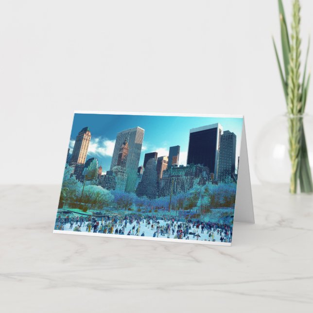 Cartes Pour Fêtes Annuelles Imaginaire de patinage sur glace Central Park (Devant)