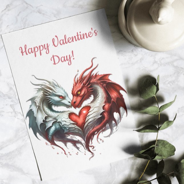 Cartes Pour Fêtes Annuelles Imaginaire Dragon Coeur de coeur Saint-Valentin (Créateur téléchargé)