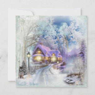 Cartes Pour Fêtes Annuelles Imaginaire hiver Cottage de Noël
