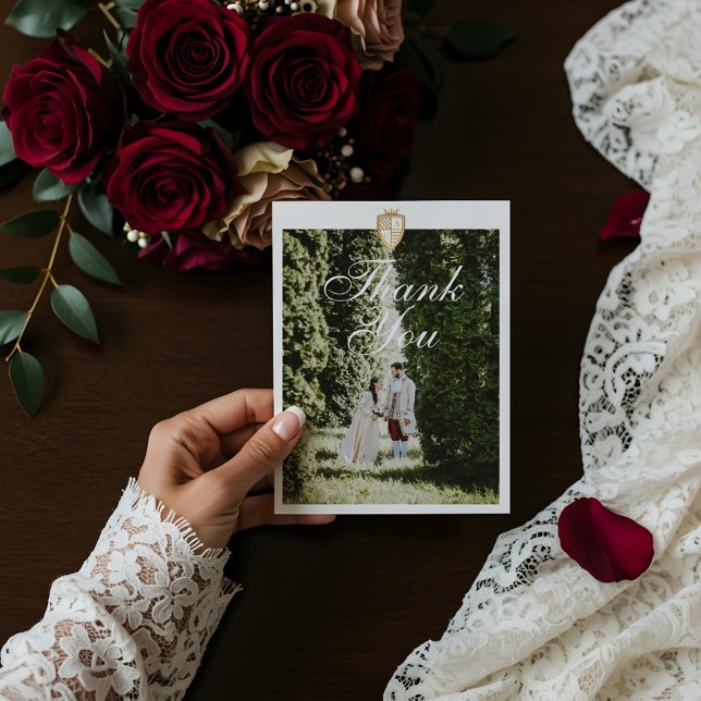 Cartes Pour Fêtes Annuelles Imaginaire médiéval Royal Muse Merci photo (Royal Muse Medieval Fantasy Photo Thank You Holiday Postcard)