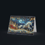 Cartes Pour Fêtes Annuelles Imaginaire Noël Unicorn Sleigh<br><div class="desc">Scène d'Imaginaire avec une licorne tirant un traîneau rempli de cadeaux de Noël</div>