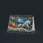 Cartes Pour Fêtes Annuelles Imaginaire Noël Unicorn Sleigh<br><div class="desc">Scène d'Imaginaire avec une licorne tirant un traîneau rempli de cadeaux de Noël</div>