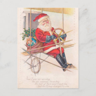 Cartes Pour Fêtes Annuelles Imaginaire vintage Père Noël Airship