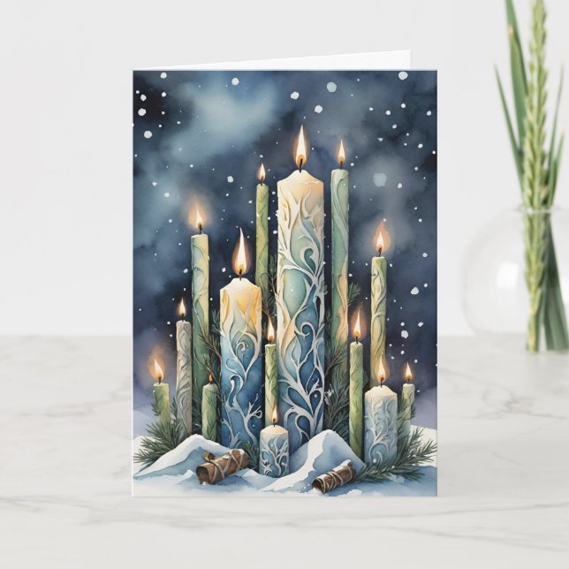 Cartes Pour Fêtes Annuelles Imbolc Chandlemas Winter Forest Chandelles Wiccan (Devant)