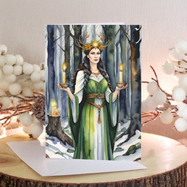 Cartes Pour Fêtes Annuelles Imbolc Goddess Candlemas Forest Celtic Wiccan (Imbolc Goddess Candlemas Forest Celtic Wiccan Holiday Card)
