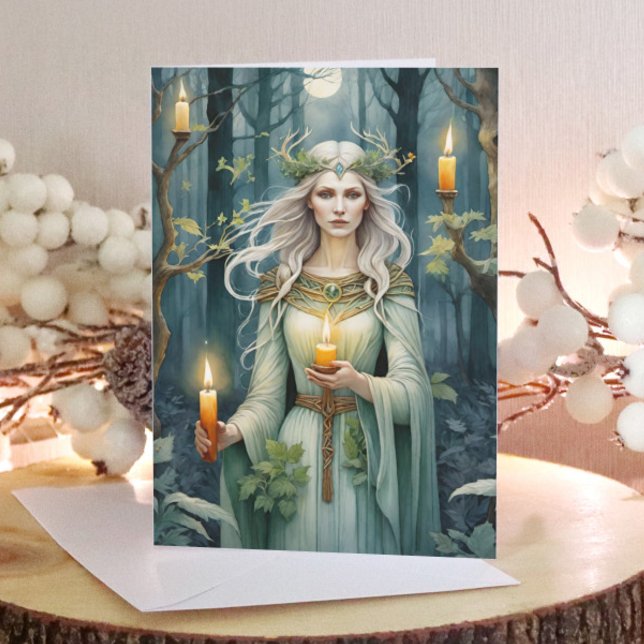 Cartes Pour Fêtes Annuelles Imbolc Goddess Candlemas Forest Celtic Wiccan (Imbolc Goddess Candlemas Forest Celtic Wiccan Holiday Card)