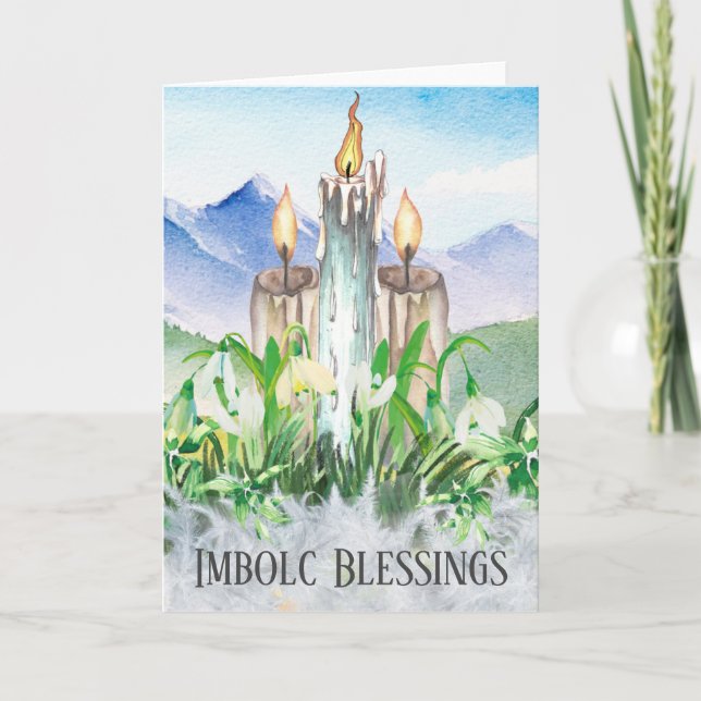 Cartes Pour Fêtes Annuelles Imbolic Wiccan Candles & Snowdrops Pagan (Devant)