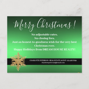 Cartes Pour Fêtes Annuelles Immobilier de Noël Vert Flocon de Neige Agricultur