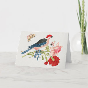 Cartes Pour Fêtes Annuelles Impression d'art floral papillon oiseau rose vinta