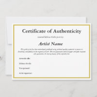 Impression du certificat d'authenticité