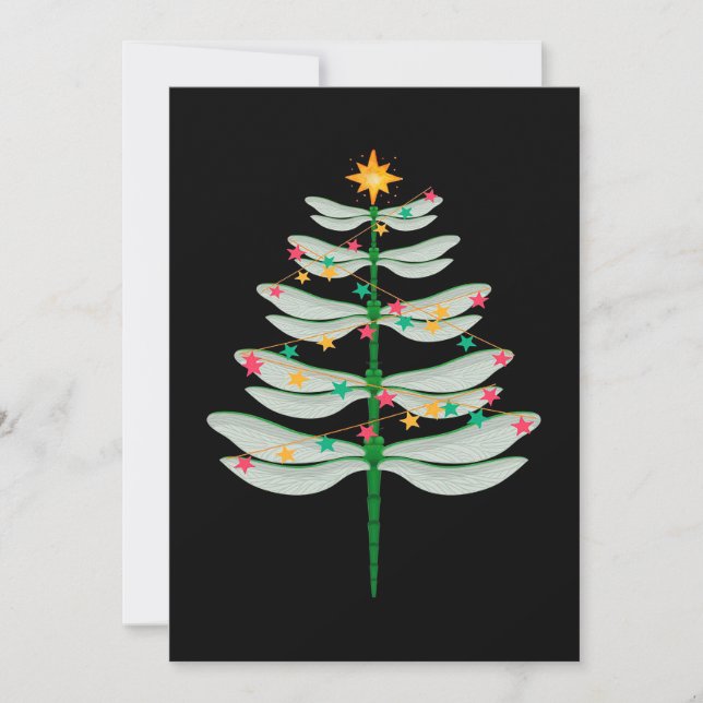 Cartes Pour Fêtes Annuelles Impression sur toile Sapin de Noël Libellule (Devant)